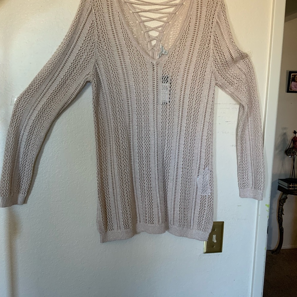 Guess Women's Beige V-Neck Sweater